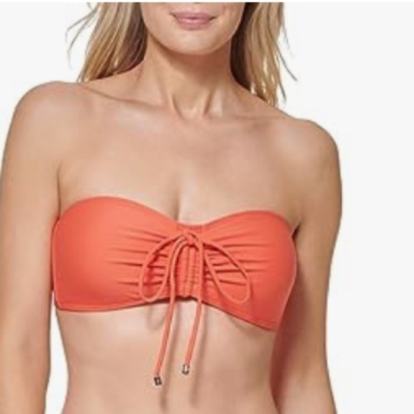 TOMMY HILFIGER Women's Ruched
Halter Bikini Swim Top Emberglow - L Clasp Closure - Picture 4 of 15